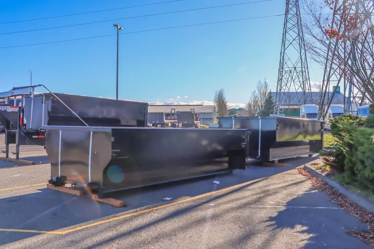 Roll-off dumpster ready for waste disposal at job site for 2 Yard Dumpster Rental in Harrisburg